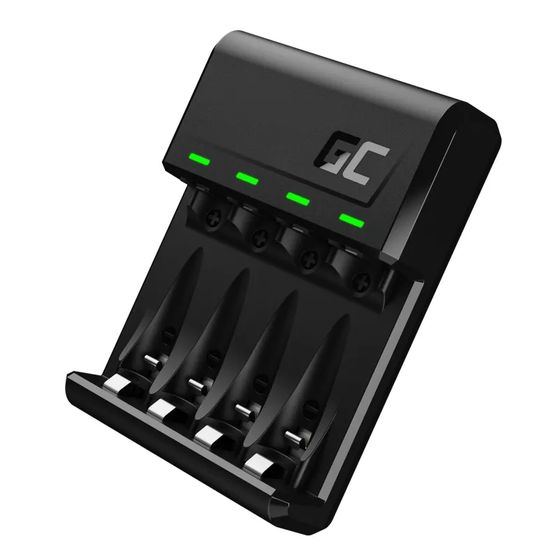 Akkulaturi Green Cell GC VitalCharger USB, 4 paikkaa, AA/AAA, USB-käyttöinen, musta