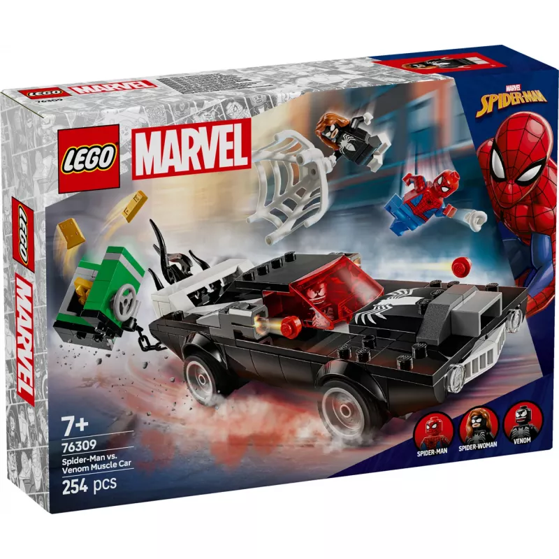 LEGO Marvel Super Heroes Spider-Man vs. Venom -muscle car -rakennussarja 76309 — 254 osaa, 3 minihahmoa, ikä 7+