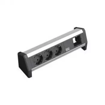 Jatkojohto Bachmann 3x Schuko 1x GST18 musta hopea