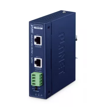 PLANET IP30 teollisuus yksittäisportti 10Gbps 802.3bt PoE++ -splitteri 24V