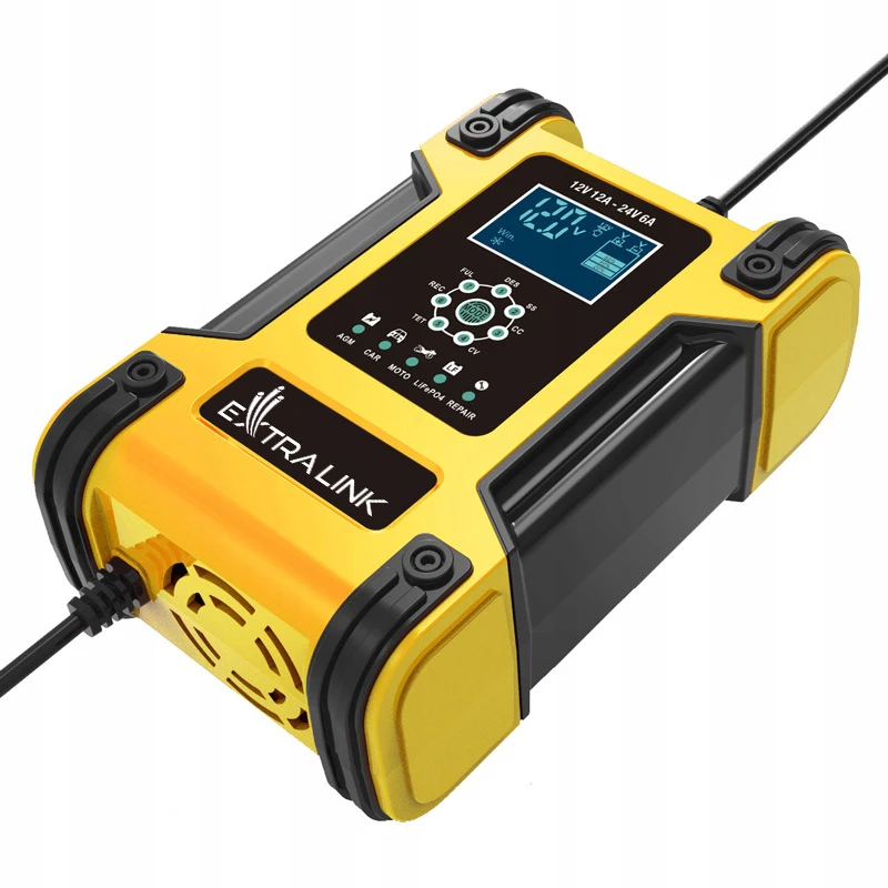 Extralink Shango älykäs akkulaturi | tasasuuntaaja | 100 - 240VAC, 12V 12A, 24V 6A