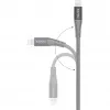 USB 2.0 -adapterikaapeli, USB-C-pistoke > Lightning-pistoke (hopea/harmaa, 1 metri, PD, päällystetty)