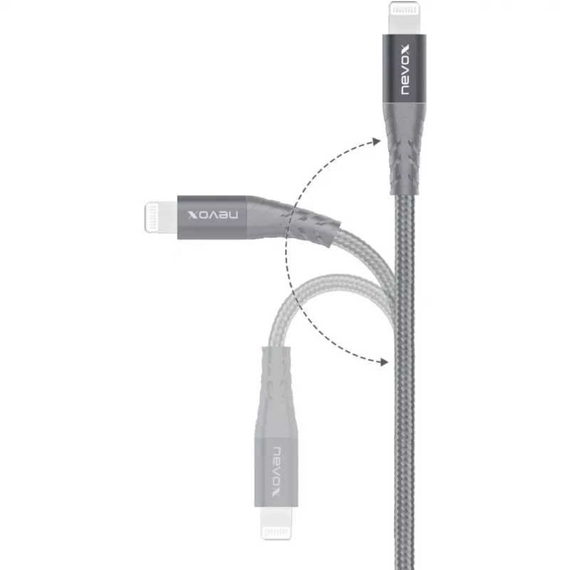 USB 2.0 -adapterikaapeli, USB-C-pistoke > Lightning-pistoke (hopea/harmaa, 1 metri, PD, päällystetty)
