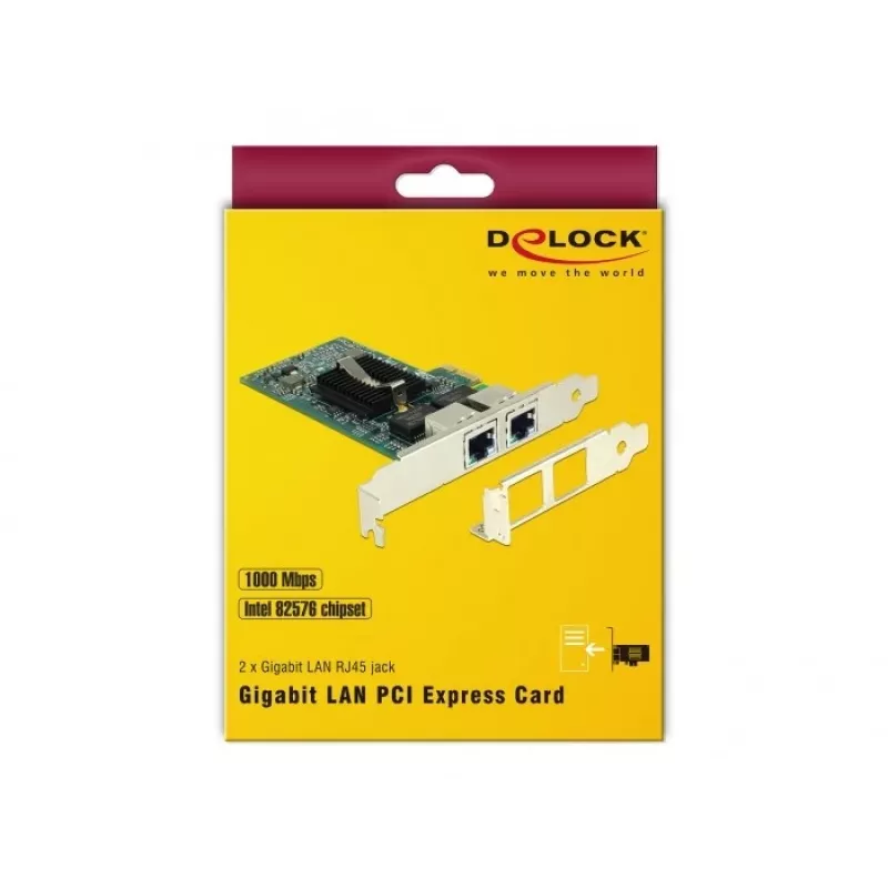 Delock PCIe-kortti 2x Gigabit LAN -verkkosovitin