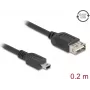 USB-kaapeli DELOCK 81522 — USB 2.0, Mini-USB B – USB A, 0,2 m, musta