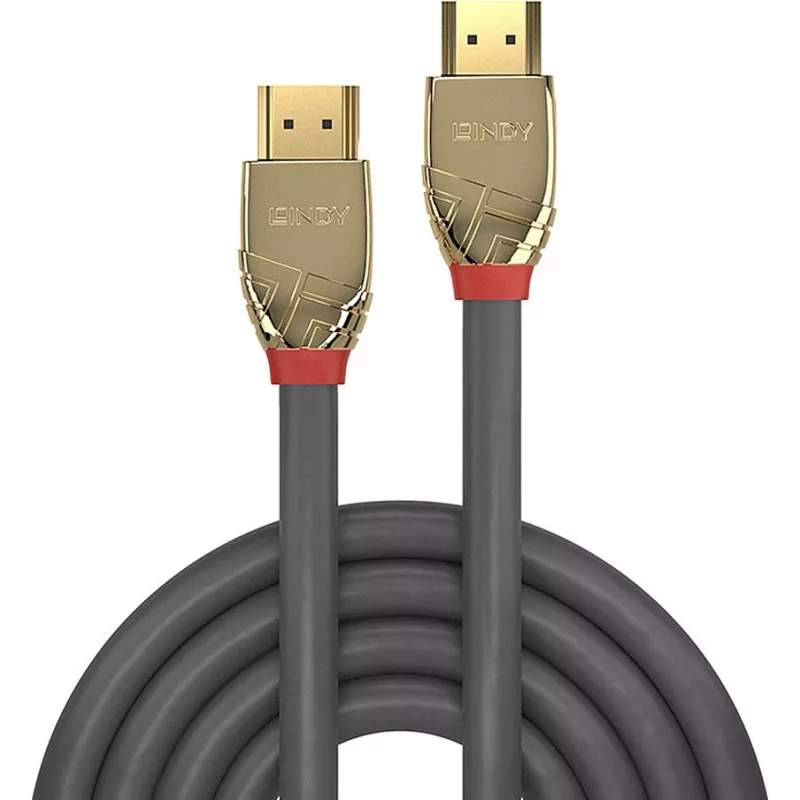 Lindy 5m Ultra High Speed HDMI-kaapeli, Gold Line, 5 m, HDMI Type-A (standard), HDMI Type-A (standard), harmaa