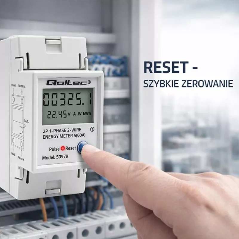 Energiamittari QOLTEC yksivaiheinen DIN-kisko 230V (MPN 50979)