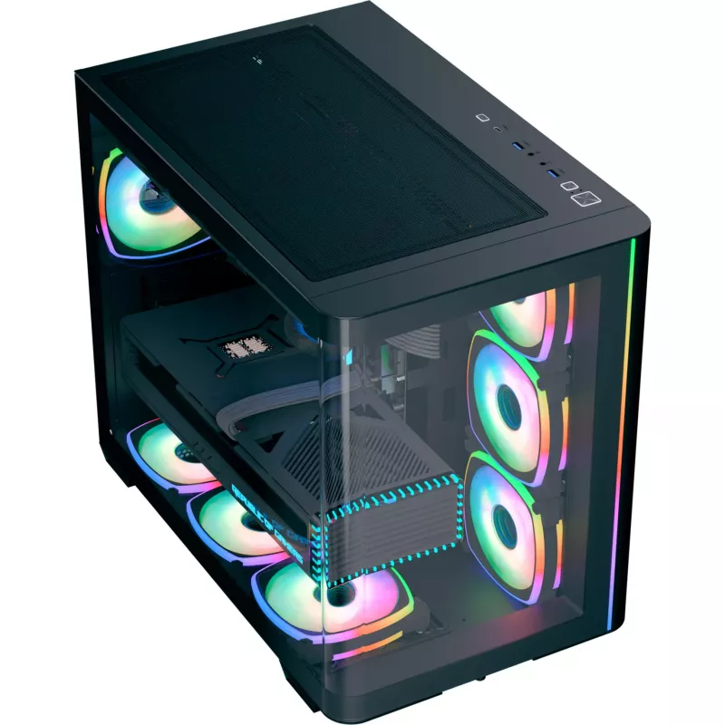 Tornikotelon AEROCOOL P500C EVO-G-BK-v1 2 karkaistulla sivupaneelilla, musta