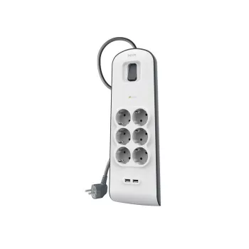 Pistorasialista Belkin BSV604VF2M-V2 — 6 pistorasiaa, 2× USB-A, 2 m johto