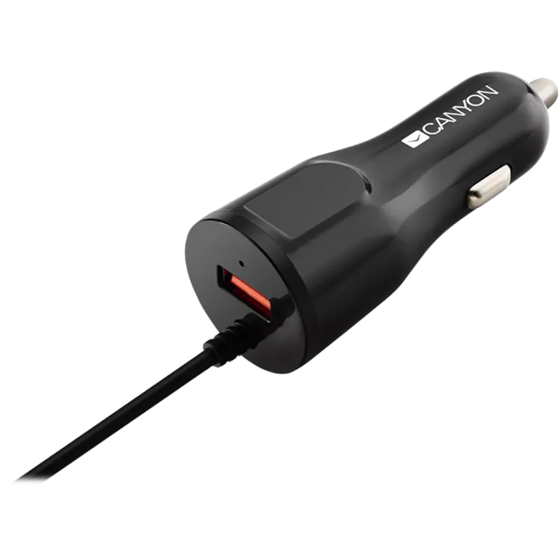 CANYON autolaturi C-033 2,4A/USB-A sisäänrakennettu Lightning-liitäntä musta
