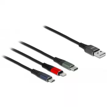 USB-latauskaapeli DeLOCK 3-in-1 Type-A Lightning Micro USB USB Type-C 30 cm