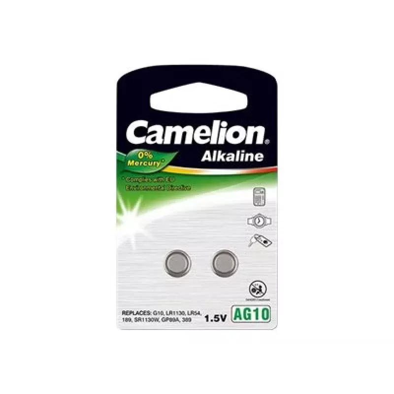 Nappiparisto CAMELION AG10 (LR54) 1,5V – 2 kpl:n pakkaus alkaliparistoja