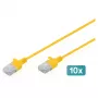 Verkkokaapeli DIGITUS CAT 6 U-UTP ohut, 2 m, keltainen, 10 kpl:n pakkaus