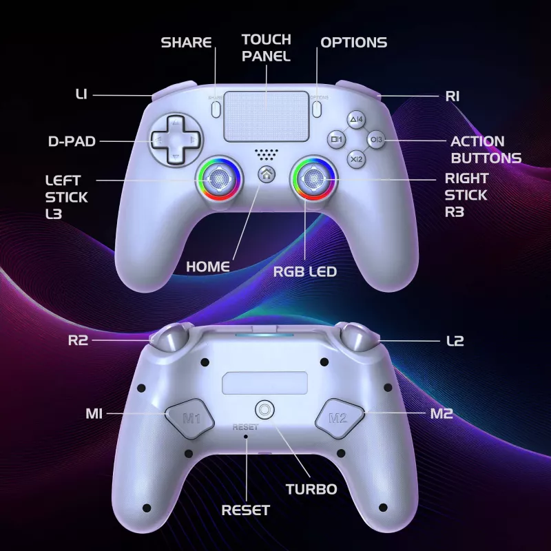 Subsonic PS5 Wireless LED -ohjain valkoinen D-pad Home Options Share