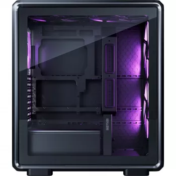 PC-kotelo Cooler Master MasterFrame 500 Mesh Midi Tower – musta läpinäkyvällä sivulla, tukee ATX/EATX, 2x200 mm edessä, 1x120 mm takana