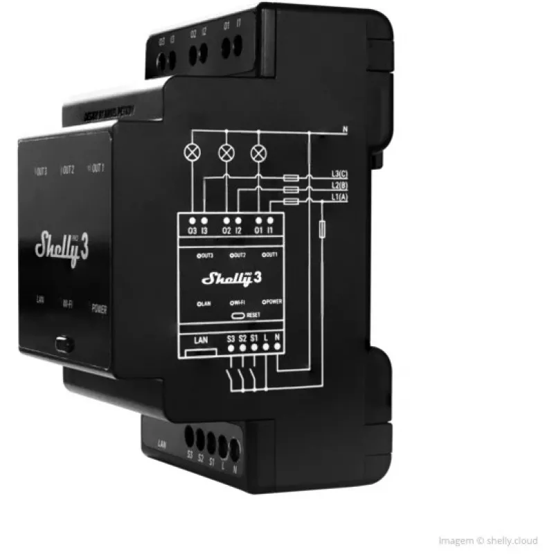 Shelly Pro 3 DIN-kiskon WiFi/LAN/Bluetooth-rele-kytkin