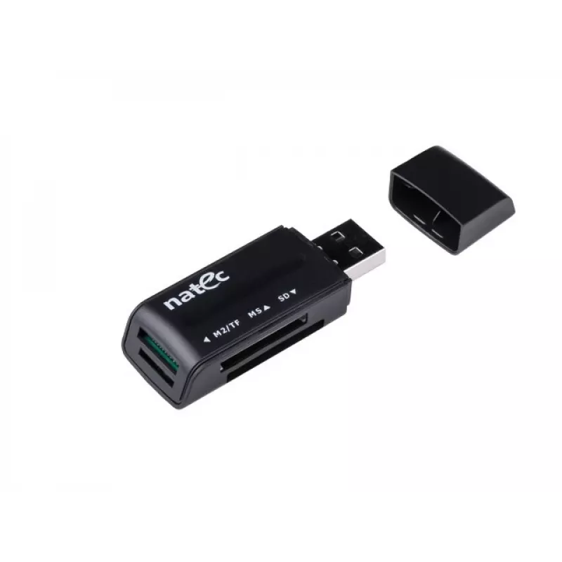 Natec MINI ANT 3 USB 2.0 -kortinlukija (SD, SDHC, MMC, M2, microSD), musta (NCZ-0560)