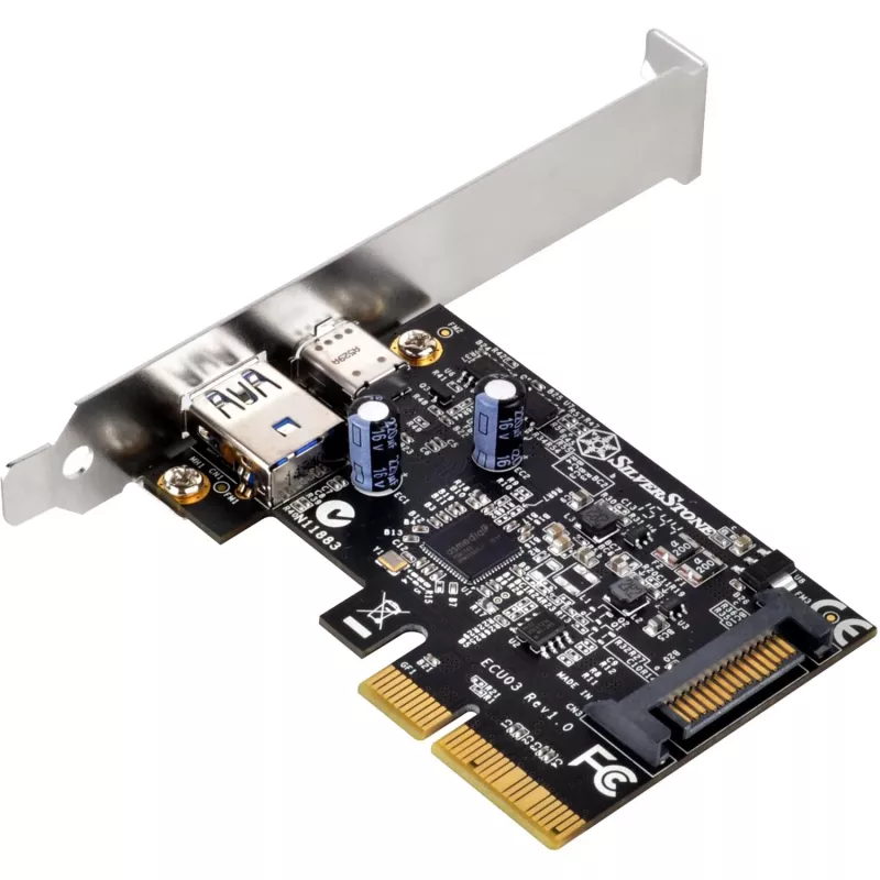 SilverStone ECU03 - USB-sovitin - PCIe 2,0 x2 Low Profile - USB-C 3,1 x 1 + USB-C x 1 (SST-ECU03)