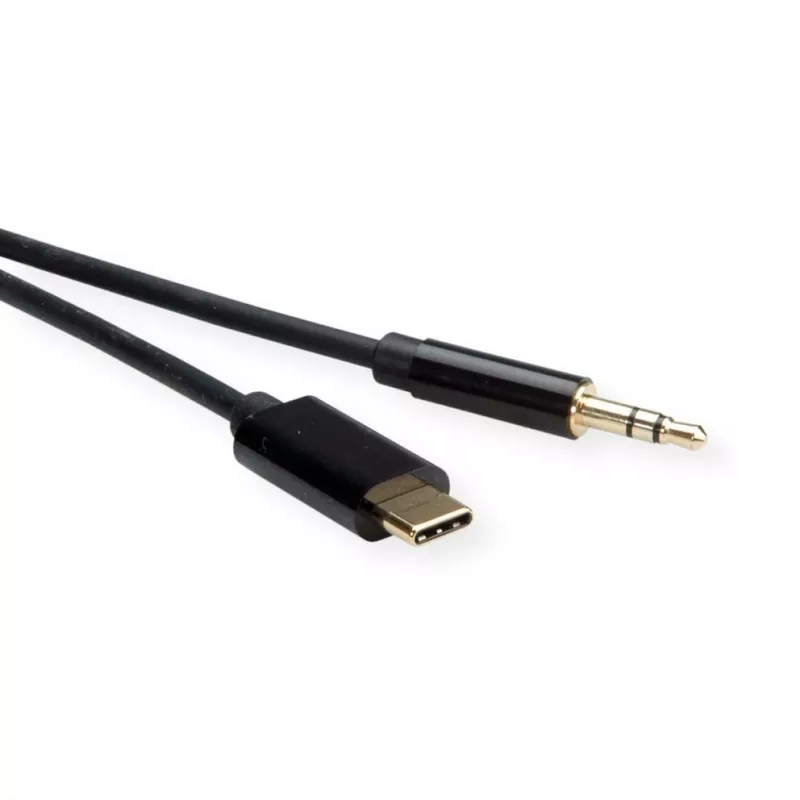 ROLINE sovitin USB-C - stereoplugi - USB-C uros käännettävä stereo mini-plug uros