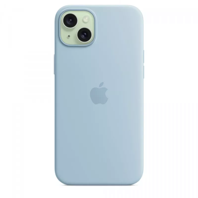 Silikonikotelo Apple iPhone 15 Plus vaaleansininen MagSafe