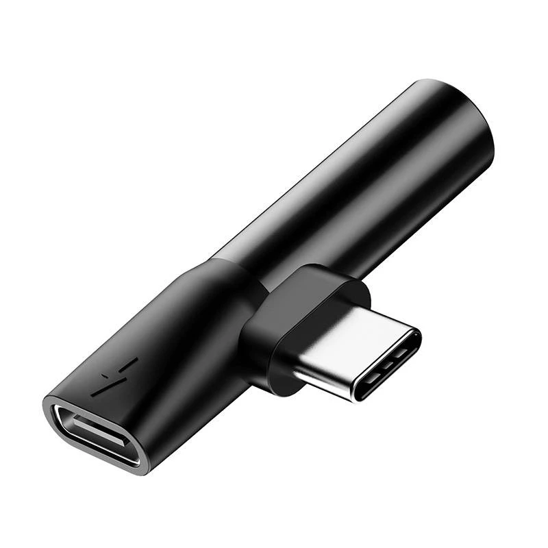 Baseus audio-adapteri USB-C 3,5 mm miniliitäntä + USB-C (musta)