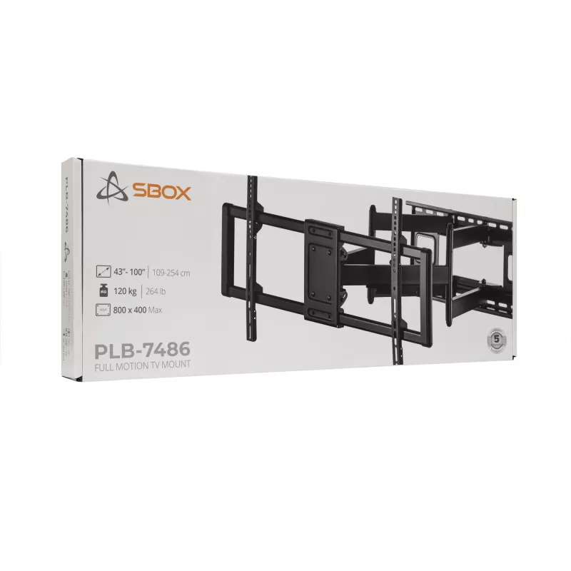 Sbox PLB-7486 kallistettava ja kääntyvä television seinäkiinnike, 43-100 tuumaa, enintään 120 kg, VESA 800x400