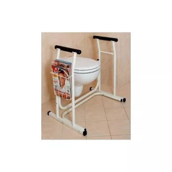 Wc-istuin SUNDO 15800 sanomalehtitelineellä, teräsrunko, liukumaton, 114 kg max., 485×665×755 mm