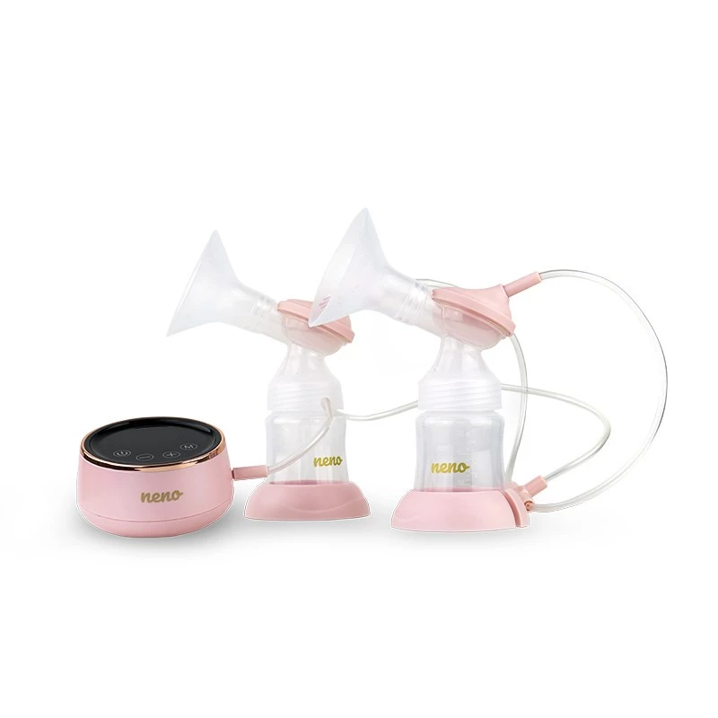 Sähköinen rintapumppu neno Bella Twin – elektroninen, 150 ml pullot, 6 stimulaatio- / 9 imutaso, USB Li-Ion-akku, pinkki/läpinäkyvä