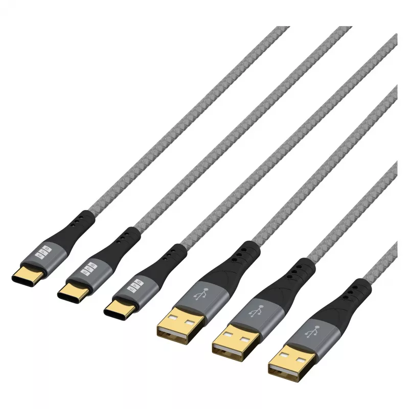 EFB Elektronik USB-A–USB-C-kaapelisarja 60W QC 3A 3x2m - Digitaalinen/data (USB-AC-00008)