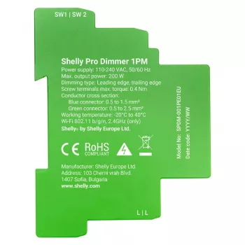 Shelly Pro Dimmer 1 DIN-kiskokiinnitteinen älykytkin, 1-kanava