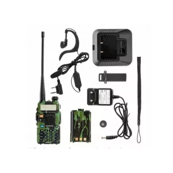 Kannettava kaksitaajuusradiopuhelin Baofeng UV-5R 5W HT Camo — dualband FM, 5 W, 1800 mAh akku