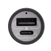 Akyga AK-CH-26 GaN-autolaturi 12/24 V, 100 W, USB-C PD 3.0 + USB-A QC 3.0, harmaa