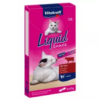 VITAKRAFT Cat Liquid -herkku naudanlihalla - kissanherkut - 6 x 15 g