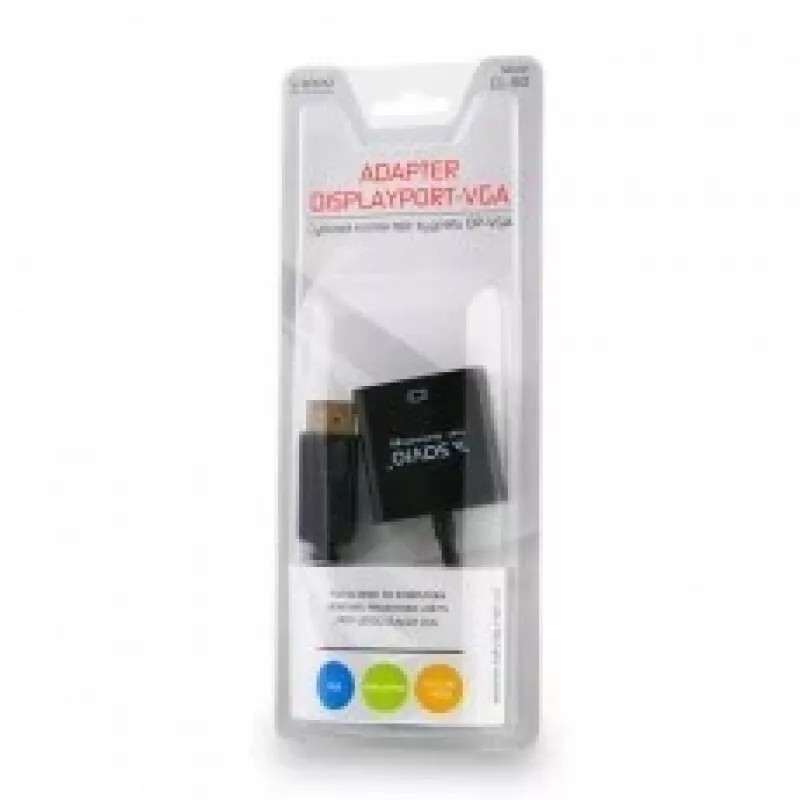 Videokaapeliadapteri Savio CL-90 DisplayPort – VGA 0,2 m musta