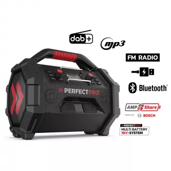 Kannettava työmaaradio PerfectPro ROCKTAGON 18V — paristokäyttöinen työmaaradio