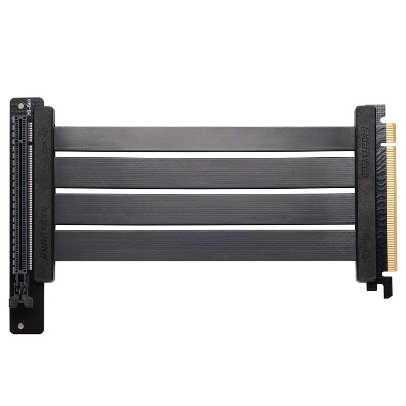 PHANTEKS PCI-E 4.0 x16 Riser Flat Line kaapeli, 90 astetta, 22 cm - musta