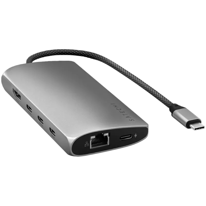 Satechi USB-C-moniporttisovitin 8K Ethernetillä V3 space grey (ST-P8KEM)