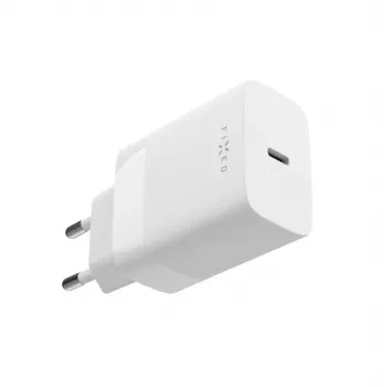 USB-C-matkalaturi FIXED FIXC30N-C-WH — kompakti 30W USB-C-verkkolaite, yhden portin pikalataus