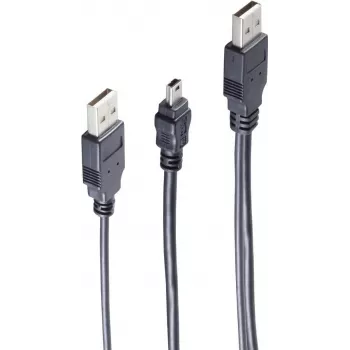 USB-kaapeli ShiverPeaks BS77151 1 m 2x USB A Mini-USB B musta