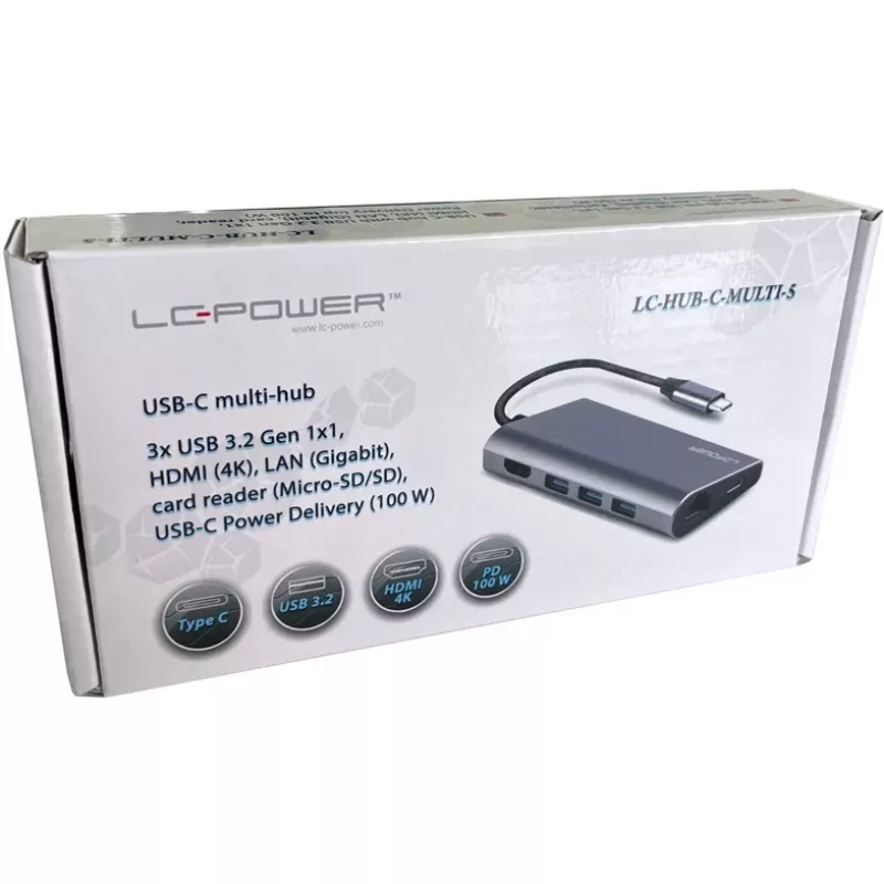 Kannettavan telakka LC-Power LC-HUB-C-MULTI-5 USB 3.2 Gen 1 Type-C johdollinen