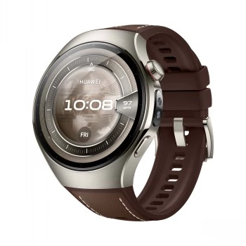 Älykello HUAWEI WATCH 5 Classic 46 mm, 1.38 tuuman AMOLED 466×466, kosketusnäyttö, GPS, hopeinen kotelo, ruskea ranneke