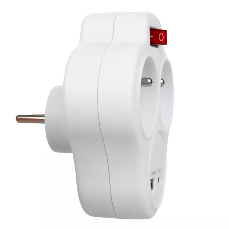 Sähköinen kaksoispistorasiahajotin MACLEAN MCE336E 2 USB-liitännällä, tyyppi E