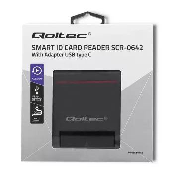 ID-kortinlukija QOLTEC Smart-Chip-ID-kortinlukija — USB, musta, 84,5×65×16 mm, 63 g