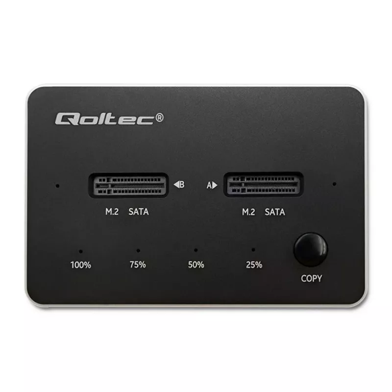 Qoltec 50310 -telakointiasema 2x SSD M.2 SATA NGFF USB Type-C