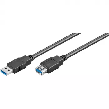 Wentronic Goobay USB 3.0 SuperSpeed jatkokaapeli, musta, 3 m – USB 3.0-pistoke (Type-A) > USB 3.0-liitäntä (Type-A) (93999)