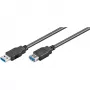 Wentronic Goobay USB 3.0 SuperSpeed jatkokaapeli, musta, 3 m – USB 3.0-pistoke (Type-A) > USB 3.0-liitäntä (Type-A) (93999)
