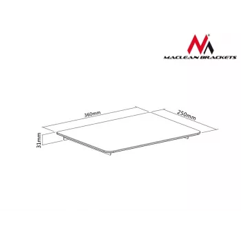 Hyllytarvike MACLEAN MC-629 — TV/DVD-hylly tankokiinnikkeellä, 360×250 mm, max. kuormitus 8 kg