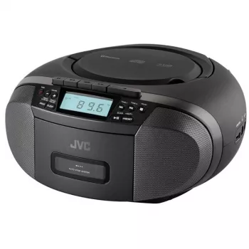 Radio-soitin JVC RC-E444B musta CD-soittimella ja FM-virittimellä