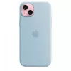 Silikonikotelo Apple iPhone 15 Plus vaaleansininen MagSafe