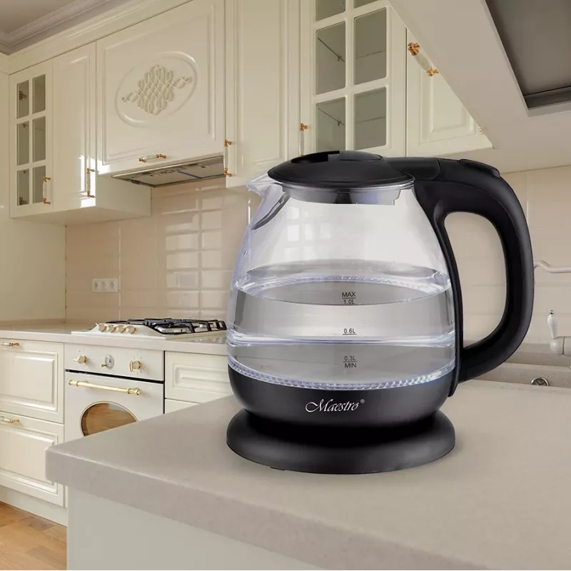 MAESTRO MR-055 vedenkeitin 1 L 1100 W (MR-055-BLACK) musta